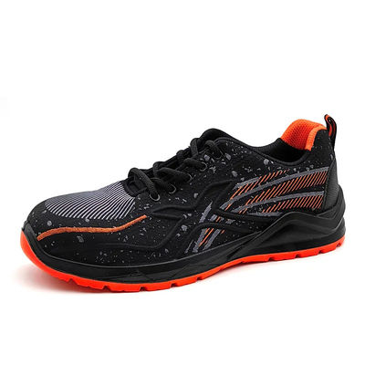 Beli Hitam Bernafas Flyknit Sneakers Resistant Slip Pria Atletik Baja Toe Shoes online manufacture