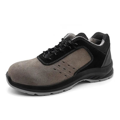 Beli Low Cut Suede Leather Shoes Grey Steel Toe Waterproof Shoes S3 online manufacture