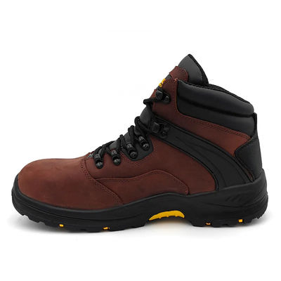 Beli Brown Crazy Horse sepatu kulit industri melindungi sepatu keselamatan S3 online manufacture