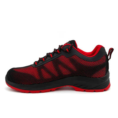 Beli KPU Sepatu Kerja Mesh Bernafas S3 Slip Resistant Steel Toe Shoes Hitam Merah online manufacture