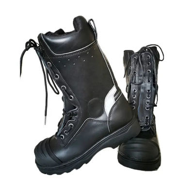 Beli Sepatu keselamatan pemadam kebakaran tahan lama Sepatu kaki baja pemadam kebakaran hitam untuk pemadam kebakaran online manufacture