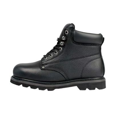 Beli Bot kulit sapi hitam tahan minyak Goodyear Welted Boot kerja Unisex online manufacture