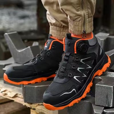Beli Orange Microfiber Pria Sepatu Keamanan Baja Kaki Kevlar Midsole Anti-membobol Sepatu Kerja online manufacture