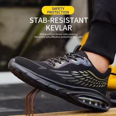 Beli Pekerjaan Industri Sepatu Keamanan Flyknit Dengan Sol Air-Cushioned Dan Kevlar Midsole online manufacture