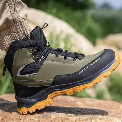 Beli Sepatu keselamatan hitam hijau tanpa slip Microfiber Kulit Sepatu kerja keamanan online manufacture