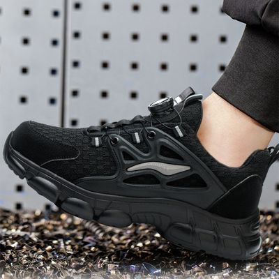 Beli BOA Button Black Microfiber Safety Shoes Untuk Pekerjaan Industri Dalam Bahan Karet online manufacture