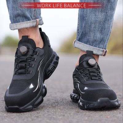 Beli Sepatu Keamanan Industri Hitam Flying Knit Sepatu Kerja BOA Button Sepatu Keamanan TPU Sepatu Kerja Midsole Kevlar online manufacture