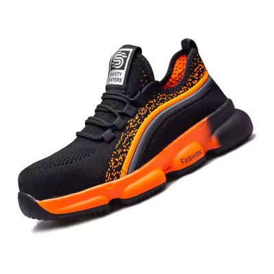 Beli Sepatu Kerja Anti Tusuk Mid Sole Kevlar Nyaman Hitam Dengan Ujung Baja Rajutan Terbang Bernapas online manufacture