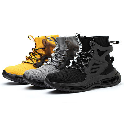 Beli Sepatu Kerja Keamanan OEM dengan Sepatu Keselamatan Rajutan Terbang Mid-cut dan Ujung Baja Standar Eropa online manufacture