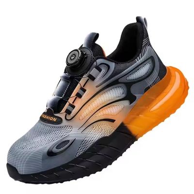 Beli Summer BOA Rotating Button Work Shoes KPU Flying Knit Comfortable Safety Shoes Kevlar Anti-stab TPU Popcorn Shoe Sole Work Shoes online manufacture