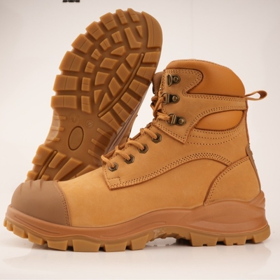 Beli Sepatu Wok PU+TPU Gandum OEM Nucuck Sepatu Keselamatan Sepatu Keselamatan Ujung Baja Sol Tengah Baja Sepatu Kerja Martin online manufacture