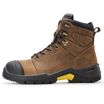 Beli Brown Microfiber Leather Safety Boots with Rubber Sole and European Standard for Maximum Protection Security Work Boots online manufacture