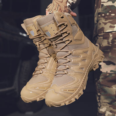 Beli High Top Microfiber Leather Tactical Boots Tactical Safety Shoes Military Boots Canves Tactical Boots Rubber Sole Hiking Boots online manufacture