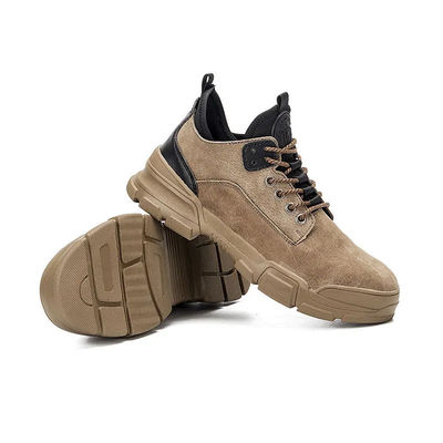 Unisex Crazy Horse Boots Kulit Kuning Baja Toe Keamanan Sepatu Unisex