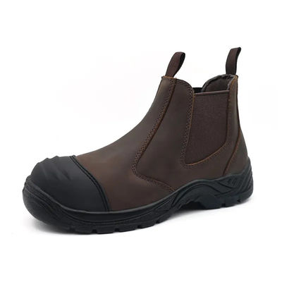 Brown Genuine Kulit Chelsea Boots Waterproof Boots Keselamatan Kerja Tanpa Dentel