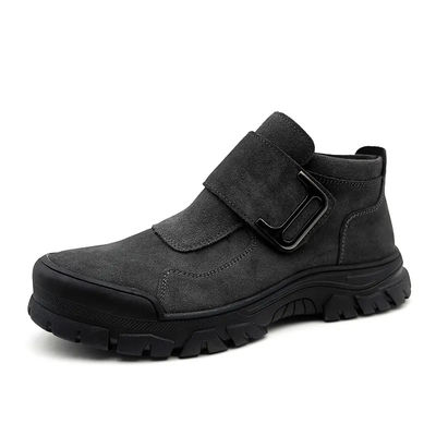 Suede Kulit Non Lace Up Sepatu Industri Baja Toe Pengelasan Sepatu Anti Impact