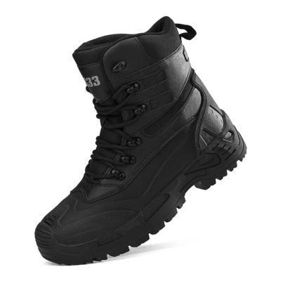 Waterproof Taktis Sepatu Keamanan abu-abu Slip Resistant Combat Boots Untuk Menjelajah Penyelamatan
