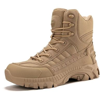 Bot tempur anti-slip tahan lama hiking Bot militer kuning untuk penyelamatan