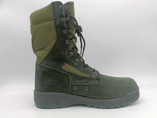Sepatu Keamanan Taktis Hijau Tinggi Top Kulit Suede Bernafas