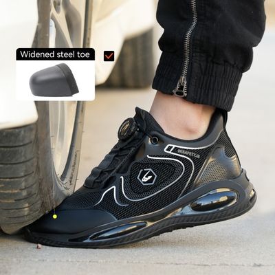 Sepatu Keamanan Hitam dengan Tulang Tengah Kevlar dan Tulang Karet