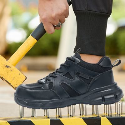 Keamanan Industri Flying Knit Dan Microfiber Sepatu Kerja Dengan Kaki Baja Untuk Pekerja Unisex