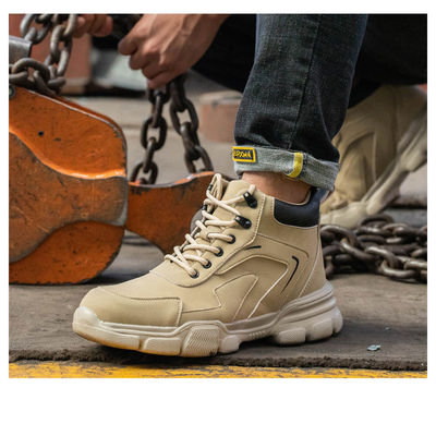 Sepatu Kevlar Midsole Safety Boots Kulit Mikrofiber Sepatu Kerja Dengan Kaki Baja Dan Sol Karet