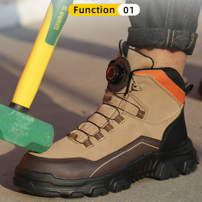 Sepatu pengaman kulit serat mikro Hitam Sepatu pengaman karet anti-slip Sepatu kerja Sepatu pengaman