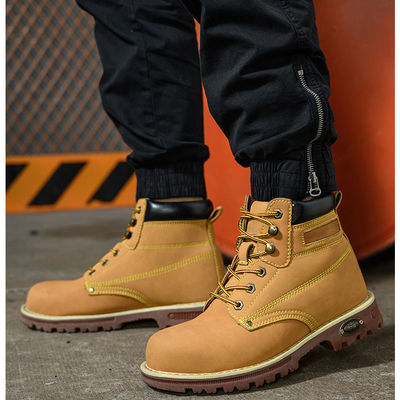 Bot Keamanan Kulit Mikrofiber Kuning Sepatu Kerja Tendon Sapi Untuk Pria