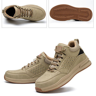 Microfiber Pria Keamanan Petugas Sepatu Kerja Plastik Toe Kevlar Mid Sol Anti Smashing Sepatu Kerja Karet