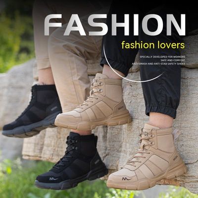 Sepatu Kerja Keamanan Sepatu Keamanan Pria Mikrofiber Sepatu Keamanan Baja Kaki Kevlar Mid Sole Anti-Mashing Sepatu Kerja Karet