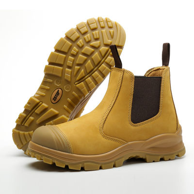 Sepatu Kerja Keamanan Gandum Kulit Asli Kulit Sapi Sepatu Keamanan Pu+tpu Sol Baja Kaki Anti-Menghancurkan Plat Baja Anti-Bukti Sepatu Kerja