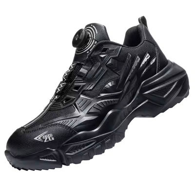 Sepatu Keselamatan Industri Tombol Putar BOA Sepatu Kerja Sol EVA TPU Sepatu Rajut Terbang Mid Sole Kevlar Anti-tusuk Ujung Baja Anti-benturan