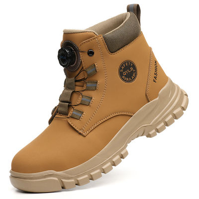 Sepatu Kerja Keamanan Gandum Sepatu Keamanan Kulit Mikrofiber Dengan Tangan Baja Kevlar Midsole Dan EVA Sole
