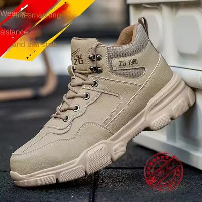 Kevlar Midsole Pria Microfiber Kulit Keselamatan Sepatu Kerja Dengan Steel Toe Dan EVA Sol