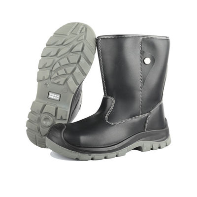 Sepatu Kerja Keamanan Kulit Microfiber Hitam OEM dengan Ujung Baja Standar EN dan Midsole Anti-Tusuk